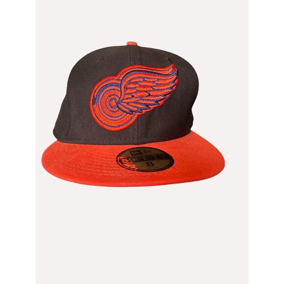 New Era 59 FIFTY Detroit Red Wings Fitted Cap Size 8 Black Red NHL Baseball Hat - Picture 1 of 8